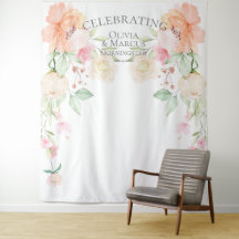 パステルコーラルアイボリーピオニーの結婚式背景