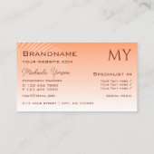 パステルコーラルグラディエントとパームの葉とモノグラム 名刺 (裏面)
