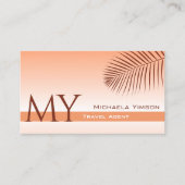 パステルコーラルグラディエントとパームの葉とモノグラム 名刺 (正面)