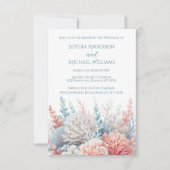 パステルコーラルビーチ結婚式テーマ招待状 招待状 (正面)