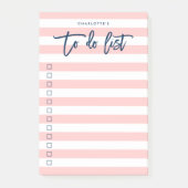 パステルコーラルピンク&ホワイトストライプズブルーto Doリスト ポストイット (正面)