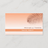 パステルコーラルモダングラディエントとパームシンプルリーフ 名刺 (正面)