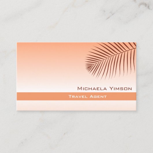 パステルコーラルモダングラディエントとパームシンプルリーフ 名刺 (正面)