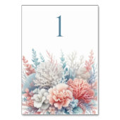 パステルコーラルリーフビーチ結婚式テーブルカード テーブルナンバー (裏面)