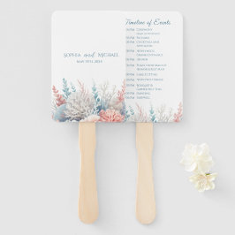 パステルコーラルリーフビーチ結婚式プログラム ハンドファン