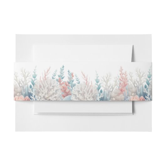 パステルコーラルリーフビーチ結婚式- 招待状ベリーバンド (正面例)