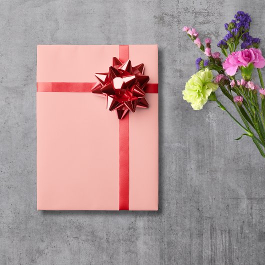 パステルコーラルリーフ無地のカラー |クラシックエレガント ラッピングペーパー