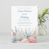 パステルコーラルリーフ – ビーチテーマ-誕生日 招待状 (スタンド正面)