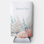 パステルコーラルリーフ – ビーチ結婚式 – サンキューユア – スリム缶クーラー (正面)