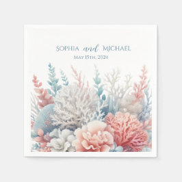 パステルコーラルリーフ – ビーチ結婚式 – ナプキンス スタンダードカクテルナプキン
