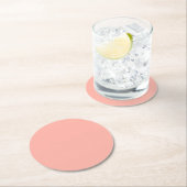 パステルコーラルリーフ 単色 | クラシック | エレガント ラウンドペーパーコースター (インサイチュ)