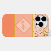 パステルコーラル金ゴールドグリッターモグラデーションノグラム名 Case-Mate iPhoneケース (裏面 (横))