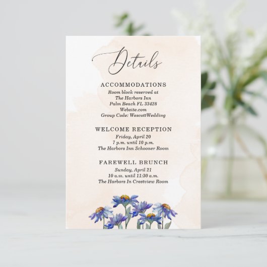 パステルコーラル&パープルデイジーズ結婚詳細 エンクロージャーカード (スタンド正面)