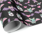 パステルゴシックこうもりラバーハロウィンパターン ラッピングペーパー (ロールコーナー)