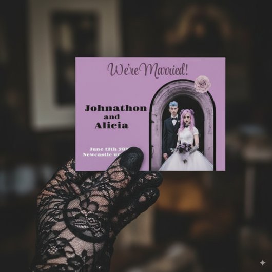 パステルゴシックウェディング発表ポストカード 案内ポストカード