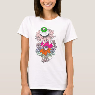 パステルゴシックエイリアン眼球花シャツ Tシャツ