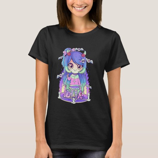 パステルゴシックガール風変わり、エモピンク Tシャツ (正面)