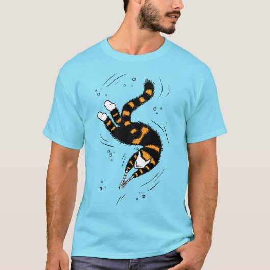 パステルゴシックスイミングキャットスケルトン Tシャツ (正面)