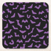 パステルゴシックスプオキーこうもり紫ブラック スクエアペーパーコースター (正面)