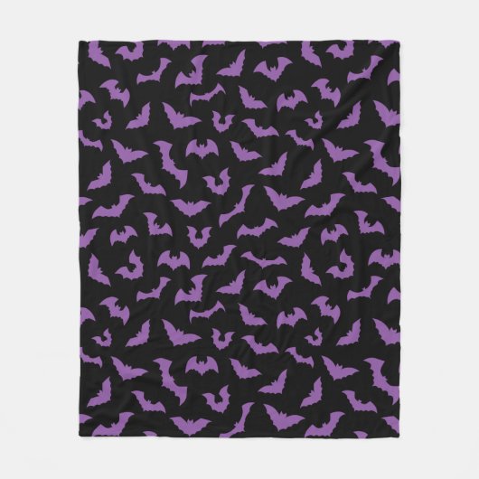 パステルゴシックスプーキーこうもりパープルブラック フリースブランケット (正面)