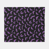 パステルゴシックスプーキーこうもりパープルブラック フリースブランケット (正面(横))