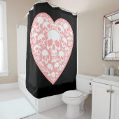 パステルゴシックバレンティインピンクハートスカル シャワーカーテン (インサイチュ)