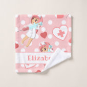 パステルゴシックピンクかわいいナースワクチン バスタオルセット (ウォッシュタオル)