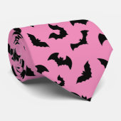 パステルゴシックピンクこうもりパターンハロウィーン ネクタイ (ロール)