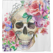 パステルゴシックフェミニンフローラスカルシャワーカーテン シャワーカーテン (正面)