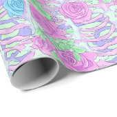 パステルゴシックフローラバラ&リブケージスケルトン ラッピングペーパー (ロールコーナー)