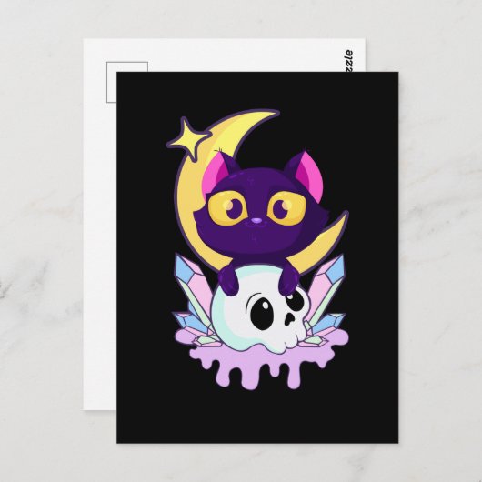 パステルゴシックムーンウィッカ信者アニマルキャットスカル ポストカード (正面/裏面)