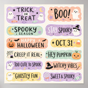 パステルゴスハロウィンかわいいお化け ポスター