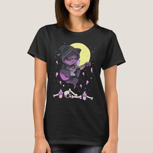 パステルゴス死神ギター猫 Tシャツ (正面)