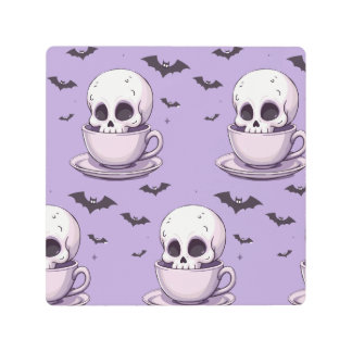 パステルゴス スカル イン ティーカップ メタルプリント