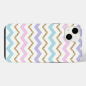 パステルゴールドラメジグザグ柄 iPhoneケース (裏面横)