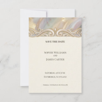 パステルゴールド アールデコ スタイルの結婚式のご案内 セーブザデート