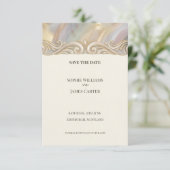 パステルゴールド アールデコ スタイルの結婚式のご案内 セーブザデート (スタンド正面)