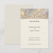 パステルゴールド アールデコ スタイルの結婚式のご案内 セーブザデート (正面/裏面)