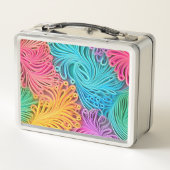 パステルサイケデリックネオンカラフル抽象デザイン メタルランチボックス (裏面)