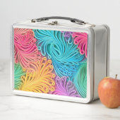 パステルサイケデリックネオンカラフル抽象デザイン メタルランチボックス (インサイチュ)