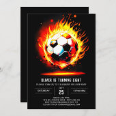 パステルサッカーデジタル子供の誕生日 招待状 (正面/裏面)