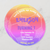 パステルサッカーボール誕生日、サッカーパーティー 招待状 (正面/裏面)