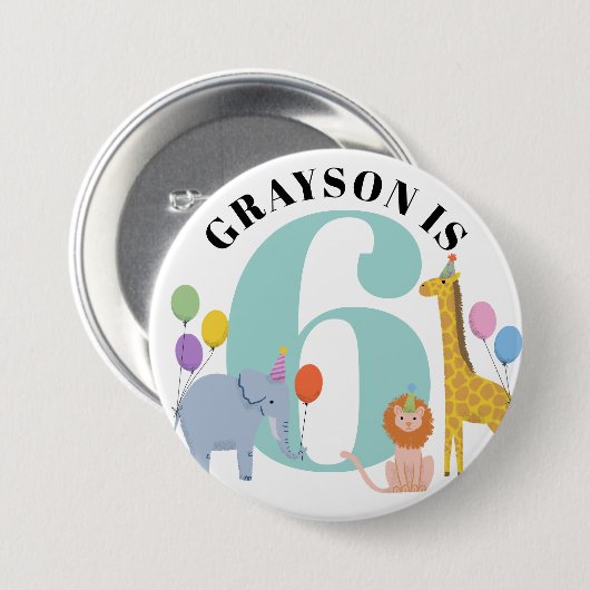 パステルサファリアニマルズ誕生日名と年齢 缶バッジ (正面&裏面)