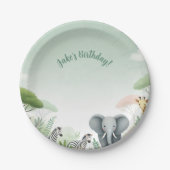 パステルサファリジャングル紙プレート子供へズパーティー ペーパープレート (正面)