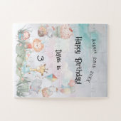 パステルサファリ動物パーソナライズされた誕生日パーティー ジグソーパズル (横)