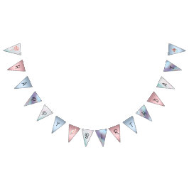 パステルサファリ動物パーソナライズされた誕生日パーティー バンティングフラッグ