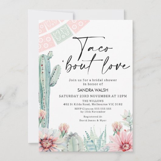 パステルサボタコオブラブブライダルシャワー 招待状 (正面)