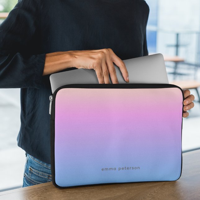 パステルサマーグラデーション&名前 ラップトップスリーブ (クリエイターアップロード済み)