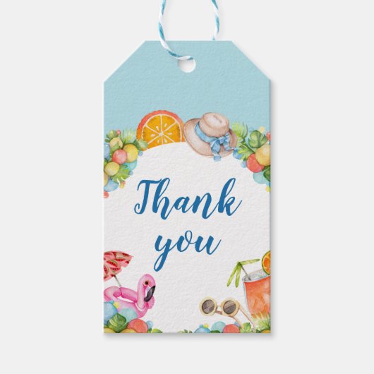 パステルサマーバースデーパーティー ギフトタグ (正面)