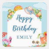 パステルサマーバースデーパーティー スクエアシール (正面)